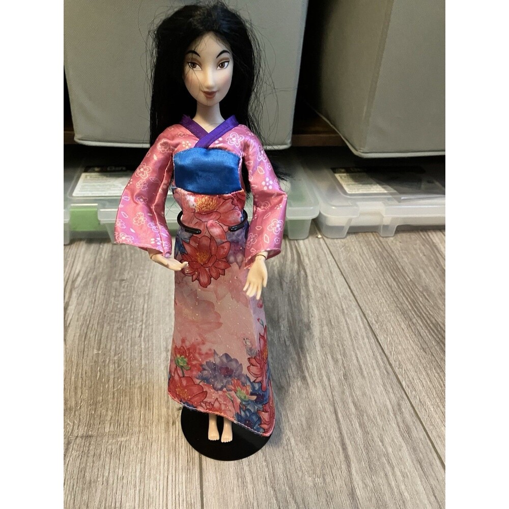 Disney Store Princess Mulan Doll Classic 12" Articulated Jointed Arms Pink Dress